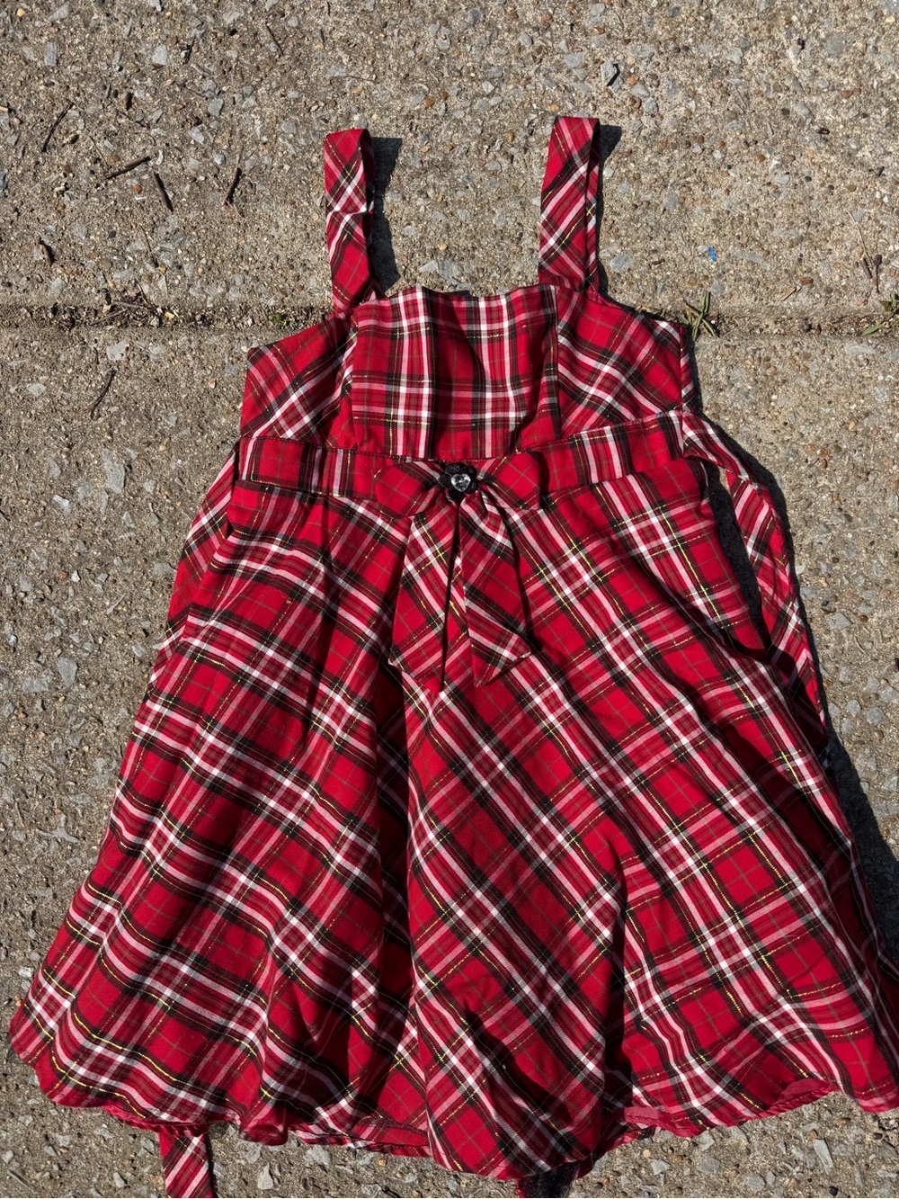 Youngland Red Plaid Bow-Accent Dress